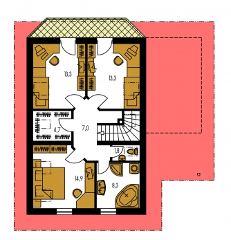 Image miroir | Plan de sol du premier étage - PREMIER 92